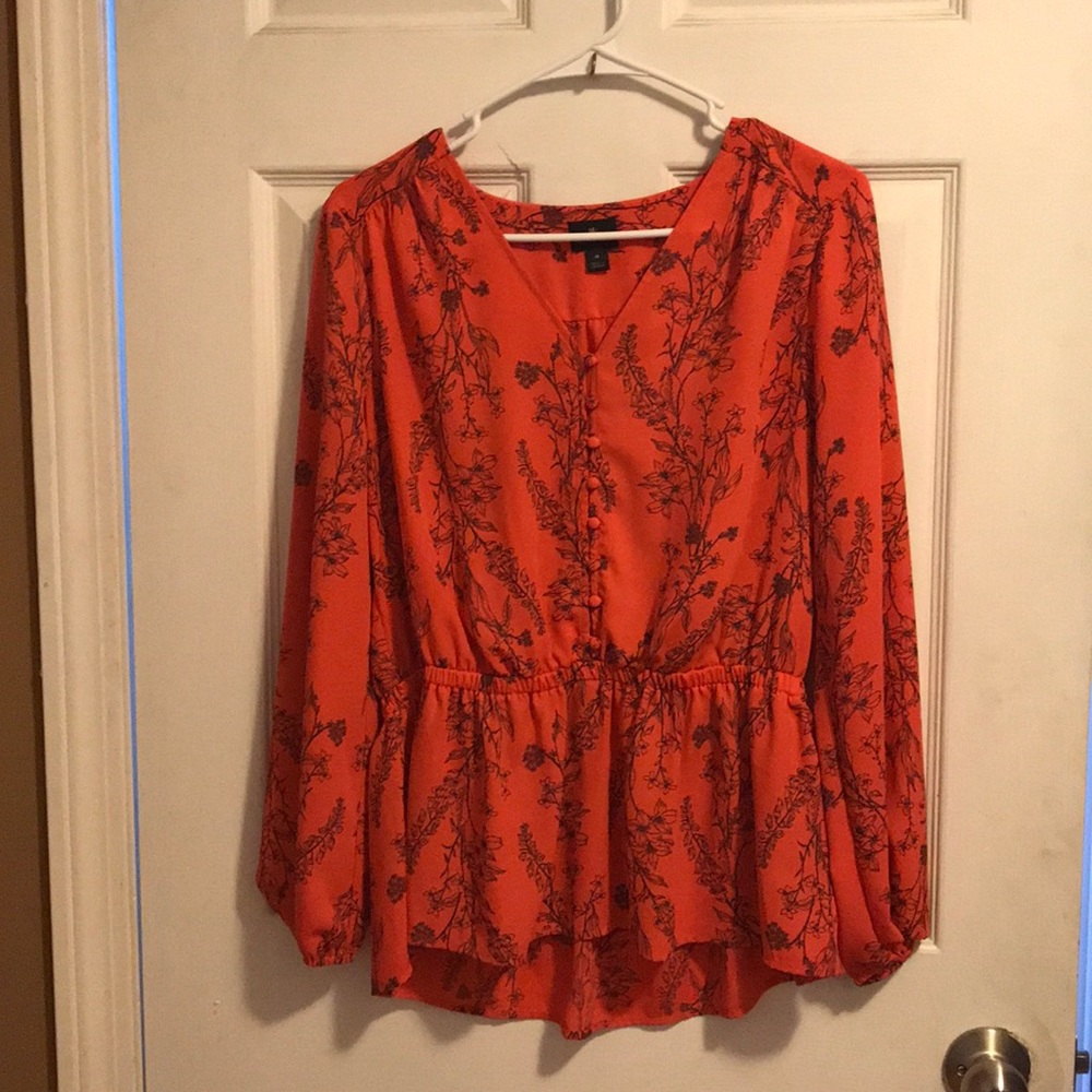 Dark coral and black blouse